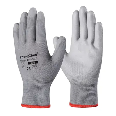PU Coated Work Gloves, Thin Black Nylon, Anti-Static - 11