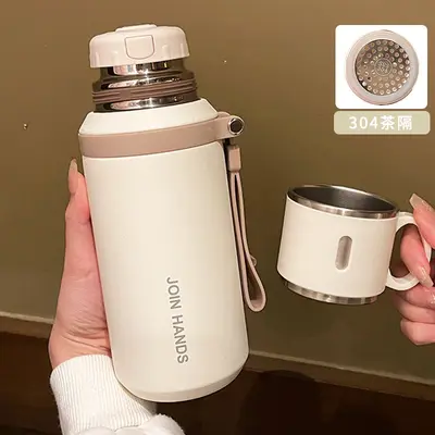 316 Paslanmaz Çelik Termos Bardak, 500 ml, Çay Süzgeçli Okul Bardağı - 12