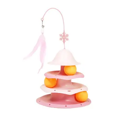 Three-Layer Track Cat Turntable Toy with Feather and Bell Teaser - 6