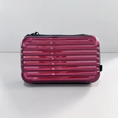 7 inch hard shell waterproof cosmetic bag, large capacity, crossbody strap - 9