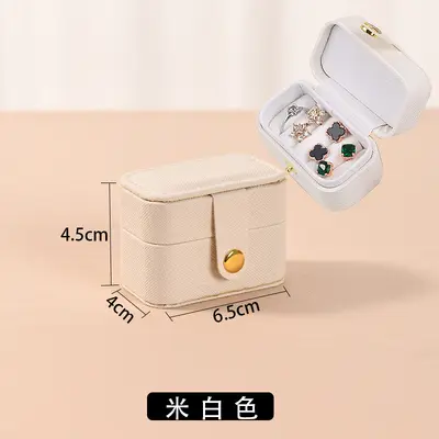 In-stock mini ring storage box, portable travel case, multi-compartment, flip-top lid, snap closure ring jewelry box - 12