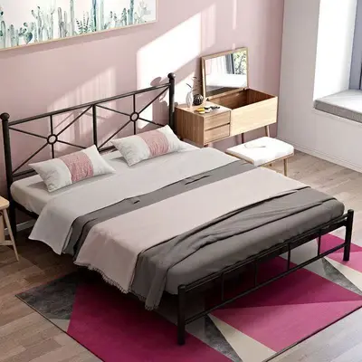 Minimalist Single-Layer Metal Bed Frame, Single or Double - 4