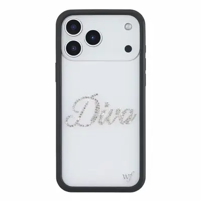 Wildflower WF serisi taşlı telefon kılıfı, iPhone 17 Pro Max uyumlu