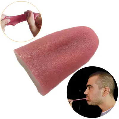Çelik iğne dil piercing sihirli sahne yalama köpek şaka dil oyuncak sahte dil yapay dil