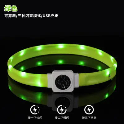 LED Pet Light-Up Collar, TYPE-C Rechargeable Silicone, USB Flashing Dog Collar - 10