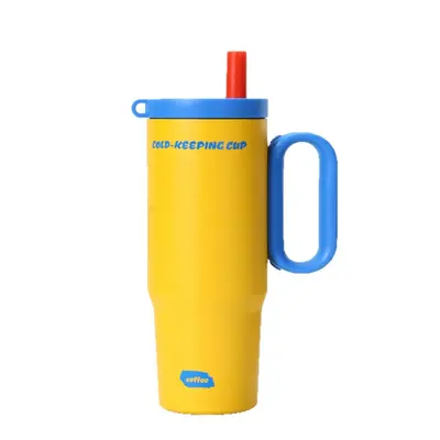 Dopamine Color Ice Cup, 304 Stainless Steel, Handle and Straw, Portable - 6