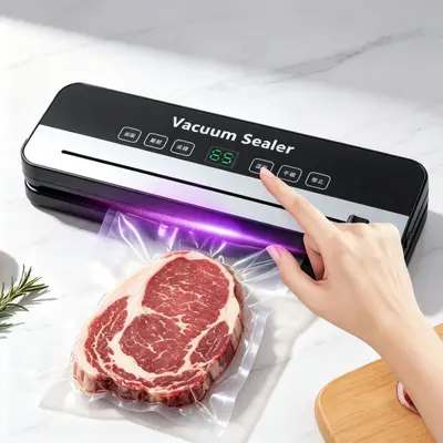 Vacuum sealer machine, automatic, household, dry and wet, food preservation