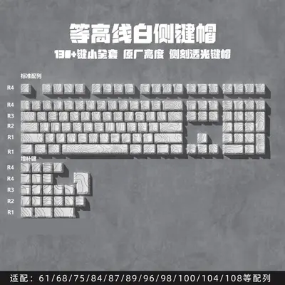 Black and White Striped PBT Keycap Set - 10