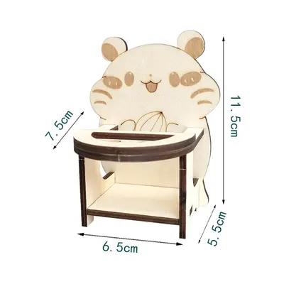 Hamster Dining Table and Chair Set, Solid Wood, Small Pet Decoration - 7
