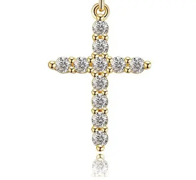 Fade-resistant after bathing ~ S925 sterling silver full-stone cross pendant American hip-hop versatile niche design - 13