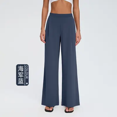 Women's High-Waist Yoga Pants, Sand-Washed Air Layer Fabric, Pleated - 8