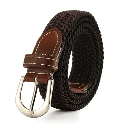 Solid Color Women's Canvas Belt, Thin Elastic Stretch Waistband - 11