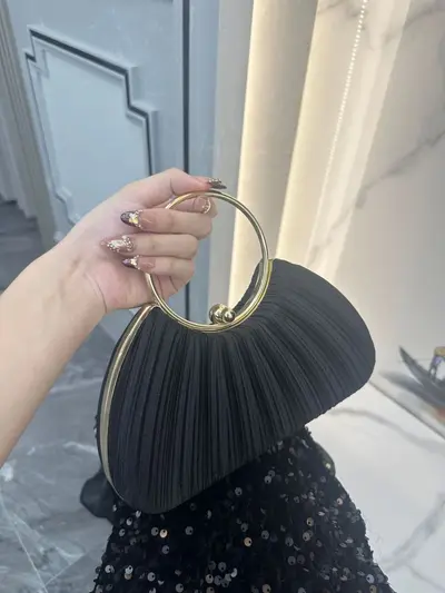 Pleated evening bag with single shoulder strap, small clutch handbag - 6