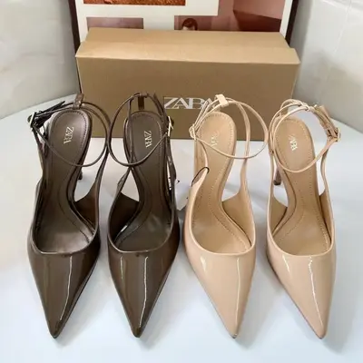 Women's Spring Khaki Green High-Heeled Stiletto Sandals