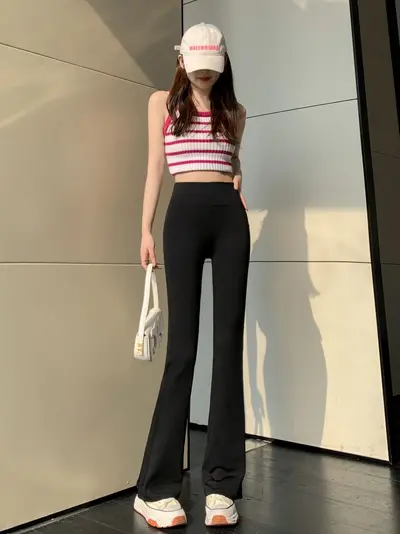 High Waist Women's Flared Leggings, Hip Lifting Slim Fit, Spring Autumn Yoga Pants - 6