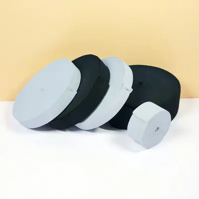 Siyah Beyaz Yassı Yüksek Elastikiyetli Lastik Bant 2 cm - 5