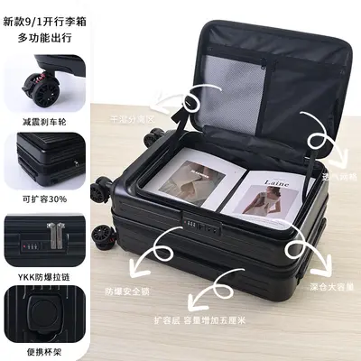 20-Inch Expandable Zipper Suitcase with Front Opening Compartment, 19-Point - 10