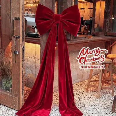 Bow Knot Christmas Hanging Ornament with Fabric Tail - 8