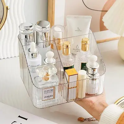 Clear Acrylic Cosmetics Storage Box with Pen Holder - 3