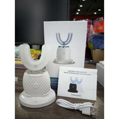 Çift Tipi U Şekilli Sonik Elektrikli Diş Fırçası, Silikon Yumuşak Kıllı, Su Geçirmez, Şarj - 7