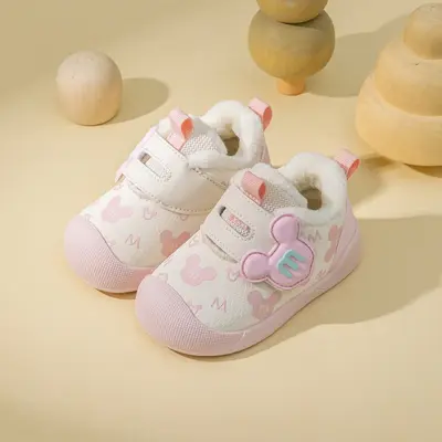 Cartoon Baby Walking Shoes, Winter Cotton Indoor Shoes for Girls and Boys
