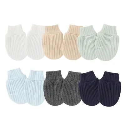 Newborn Anti-Scratch Face Gloves with Ribbed Edge and Foot Covers - 3