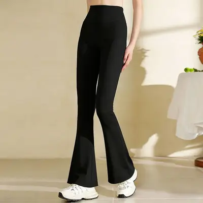 Chinese-Style Yoga Set with Flare Pants for Pilates Training - 11