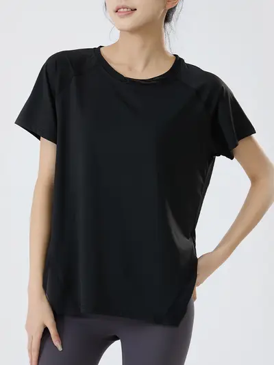 瑜伽服女健身短袖透气速干吸湿排汗户外跑步休闲运动宽松健身服