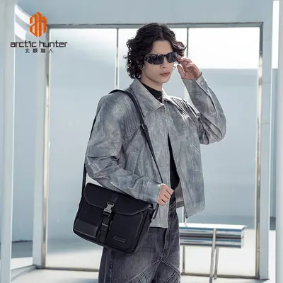 Men's Crossbody Bag High-End Multi-Functional Water-Resistant Single Shoulder Bag Casual Commute Nylon Sling Bag