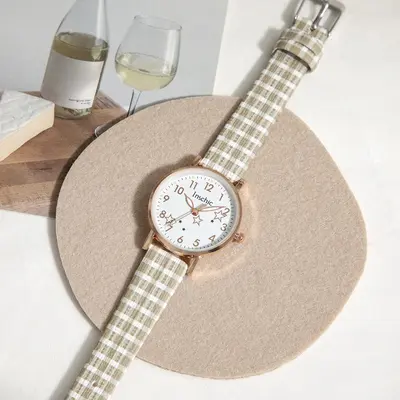 Kız öğrenciler için ekose kuvars saat moda tasarım - 11