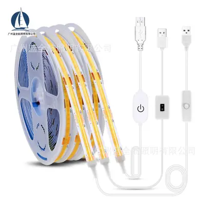 USB 5V LED Işık Şeridi, 501 Düğmeli Anahtar, Üç Renk Kısılabilir