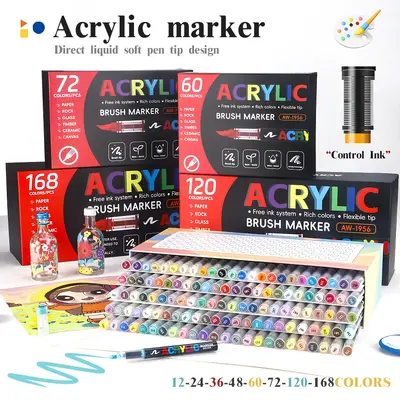 Direct-fill Soft-tip Acrylic Marker Pen 418 Colors Art Drawing Stationery Set for Children DIY Doodling Pen Wholesale - 3