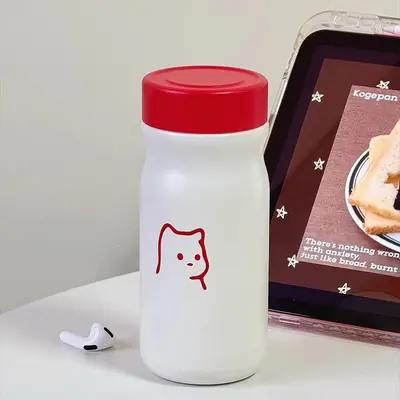 Sevimli Kedi Desenli 316 Paslanmaz Çelik Mini Termos Bardak, 240 ml - 11
