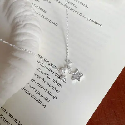 S925 sterling silver star necklace, elegant Korean style design