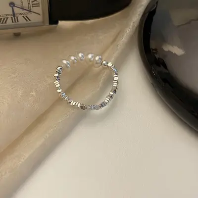 S925纯银法式素圈戒指女时尚高级个性小众ins风复古重工食指戒指 - 8