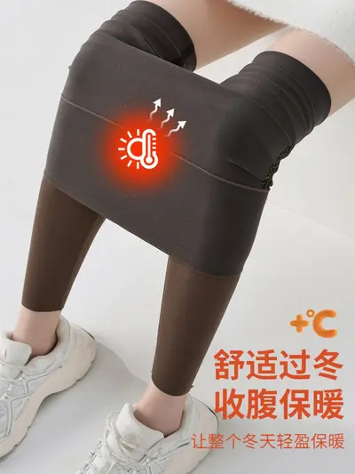 新款秋冬磨毛瑜伽裤加绒保暖修身高腰鲨鱼女裤打底裤提臀加厚批发