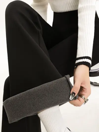 Women's High-Waist Flared Pants, Autumn Winter 2025 Korean Style, High Stretch Casual Trou