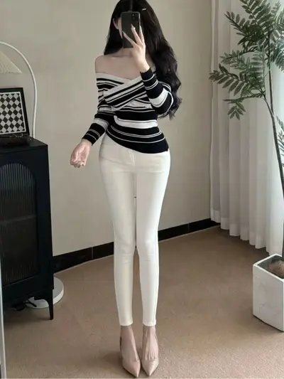 Korean-Style High-Waisted Hip-Lifting Slim Jeans Pencil Pants - 7