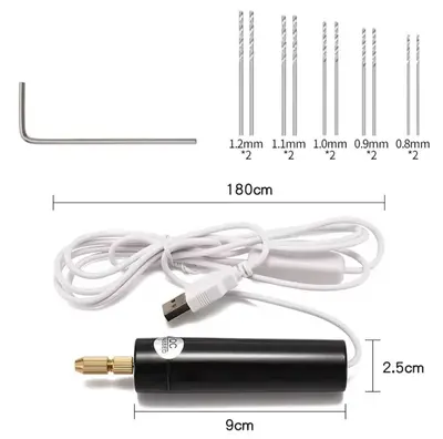 Minyatür alüminyum kabuk çok fonksiyonlu elektrikli öğütücü DIY el yapımı inci sondaj aracı tutkal mini elektrikli matkap - 8