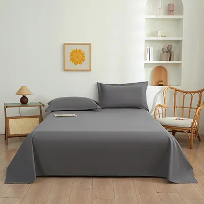 Wholesale einzelnes Produkt reine Farbe gewaschene Baumwollbettwäsche einfache einfarbige Studentenwohnheim Einzelbett-Bettwäsche dreiteiliges Set - 9