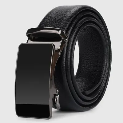 Men's first-layer cowhide belt with automatic buckle