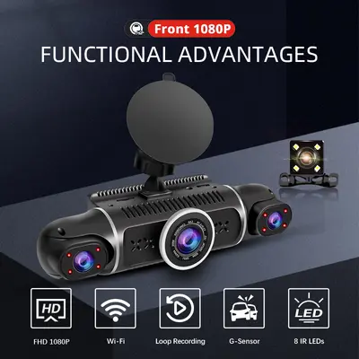 4-Channel 1080P HD Dash Cam with Phone Connectivity and 24H Parking Monitoring