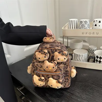 Plüsch-Universalrucksack Herbst/Winter modisch Nischenstil Leopardenmuster Damenrucksack Doppelschultern mit gehobener Ausstrahlung und elegantem Charakter - 8