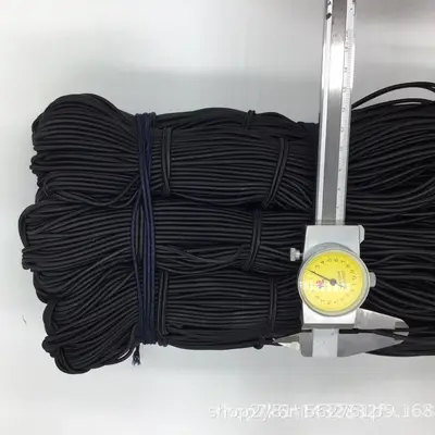 Black Round Latex Elastic Cord, 1mm-17mm, High-Strength - 3