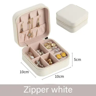 PU Earring Storage Box Necklace Jewelry Organizer Ring Earring Small Jewelry Box Portable Jewelry Storage Case - 7