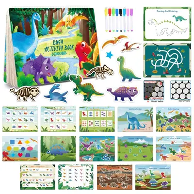Montessori Busy Book, Reusable Tear-and-Stick Activity Book for Toddlers - 13