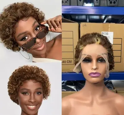 Brazilian Human Hair Full Lace Wig 13*1, Pixie Curly - 8