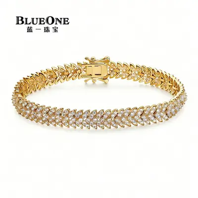 Fashion Bracelet Thick Chain Fishbone Zirconia Gold Silver Elegant Temperament Full Diamond Tennis Women Mother's Day Gift