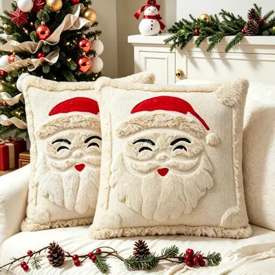 Amazon Weihnachts-Kissenbezug gesteppt kreativ Feiertagsatmosphäre Plüsch-Dekokissen Wohnzimmer Sofa Schlafzimmer Rückenkissen - 9