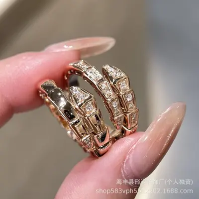 驴家万花筒满天星双T戒指高版镀18k金轻奢风coco蛇骨钉子情侣对戒